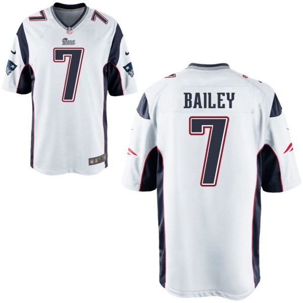 Nike Men's New England Patriots Game White Jersey BAILEY#7