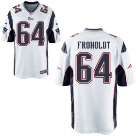 Nike Men's New England Patriots Game White Jersey FROHOLDT#64