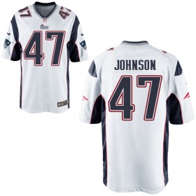 Nike Men's New England Patriots Game White Jersey JOHNSON#47