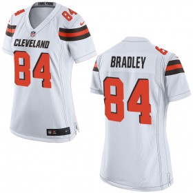 Nike Cleveland Browns Womens White Game Jersey BRADLEY#84