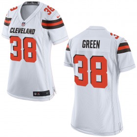 Nike Cleveland Browns Womens White Game Jersey GREEN#38