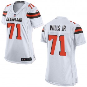 Nike Cleveland Browns Womens White Game Jersey WILLS JR#71