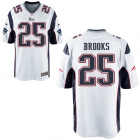 Nike Men's New England Patriots Game White Jersey BROOKS#25